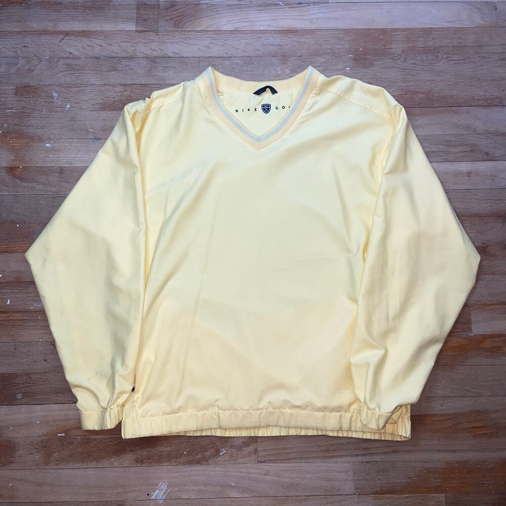 Nike Golf V Neck Windbreaker Pullover Long Sleeve Yellow Polyester Men’s Size L
